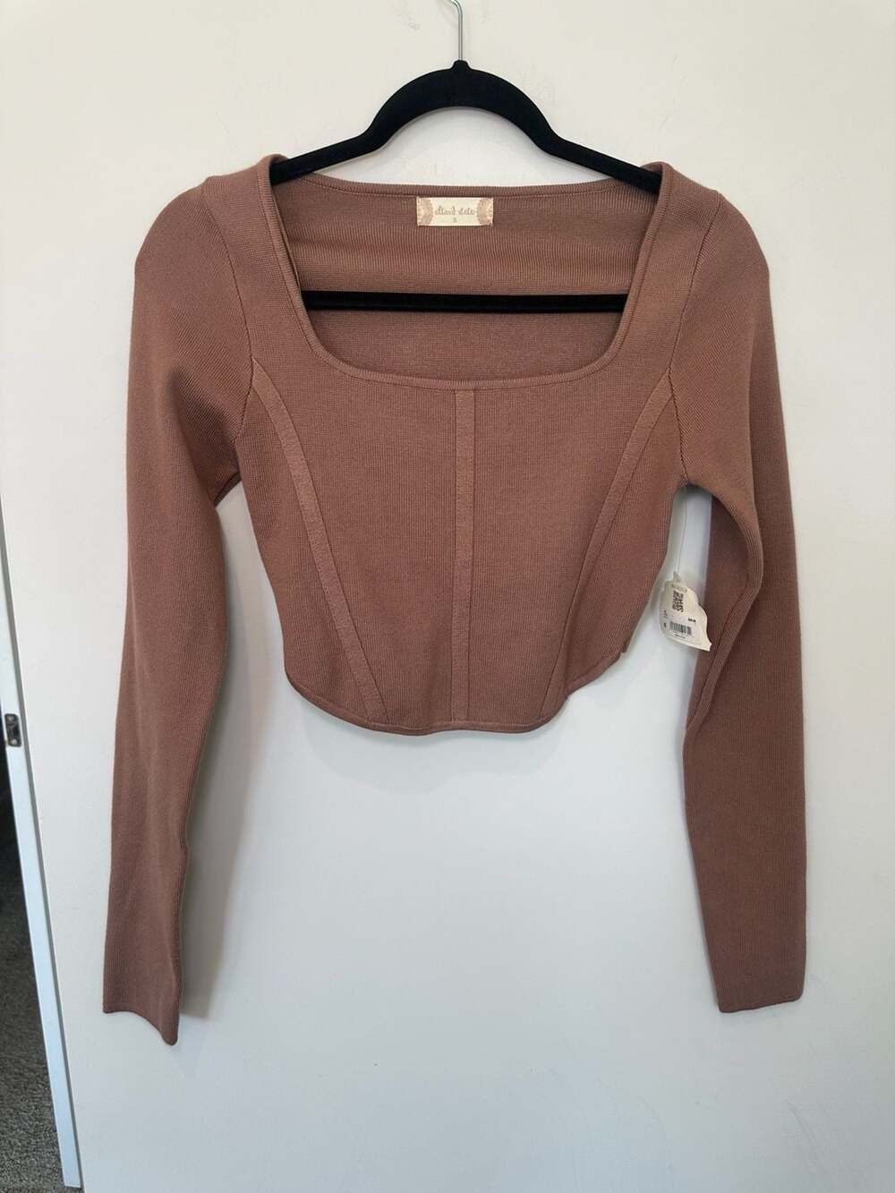 NWT Altar'd State Mocha Corset Long Sleeve Crop Top Size S